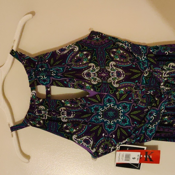 R & K Originals Purple floral sleeveless summer/party/office dress - Picture 4 of 7